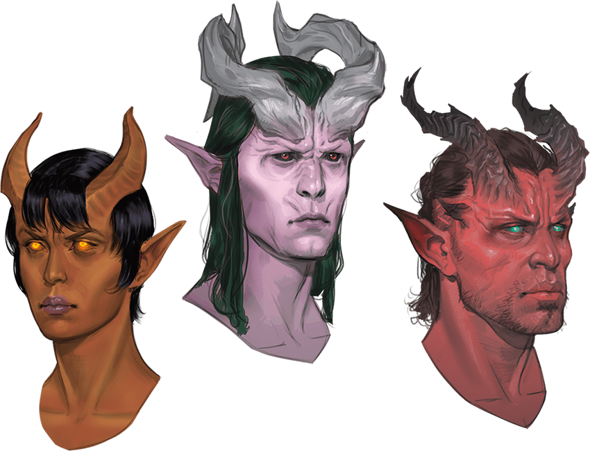 Infernal Tiefling, Chthonic Tiefling, Abyssal Tiefling